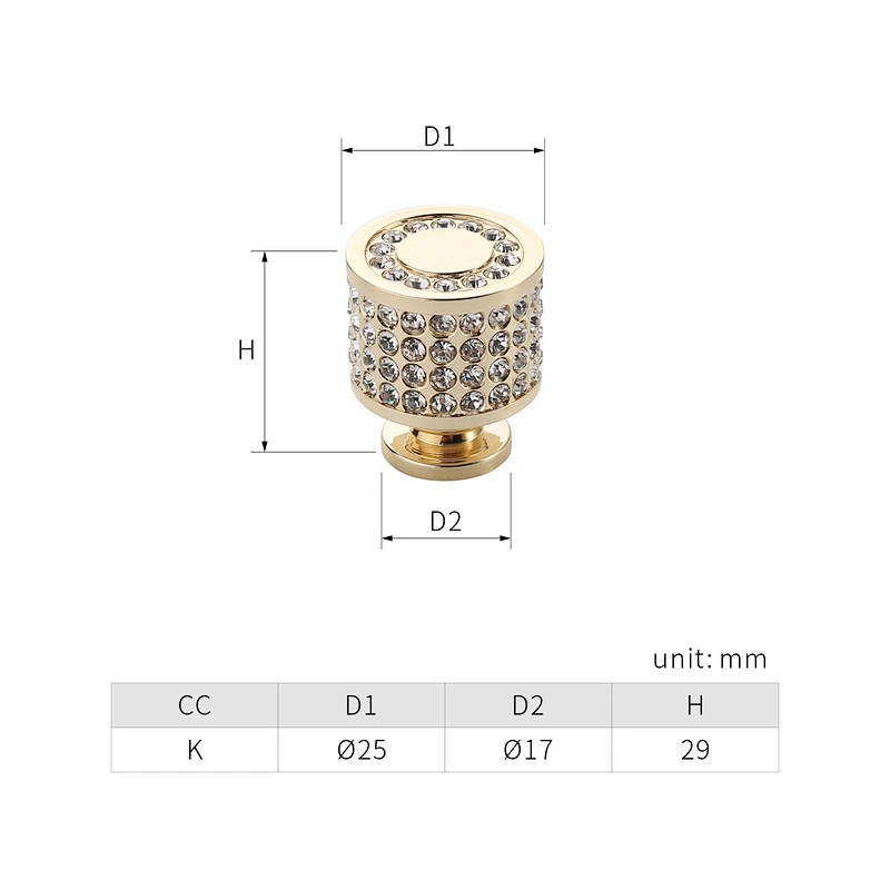 Filta Popular Round Gold Crystal Drawer Knobs round wooden drawer