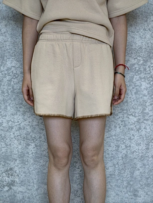 Pantalones cortos con puntada tipo manta de forro polar microcepillado para mujer