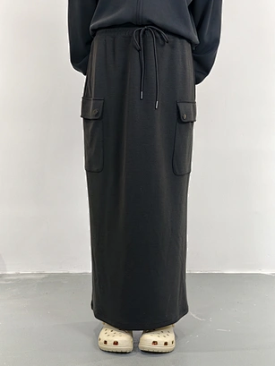 Womens Sand washed Scuba SWEATS CARGO POCKET SKIRT