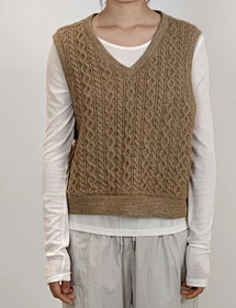 Heavyweight V Neck cable knit Vest