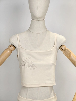 Square Neck Embroidered Crop Tank Top