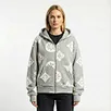 Floral Design Burnout Casual zip-up hoodie