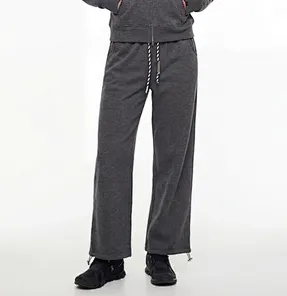 Pantalones deportivos de pierna recta entrelazados Hacci Melange con costuras de concha para mujer