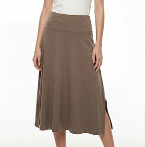 Women's Hkaki High-Waist A-Line Midi Pique Scuba Knit Skirt