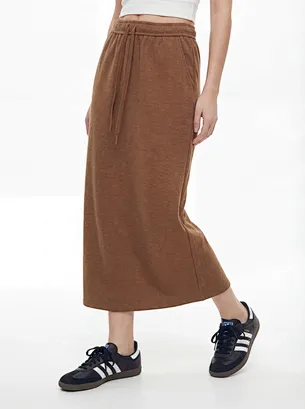 Women's Double Brushed Fleece Midi Skirt