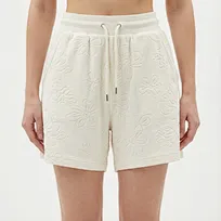 Short de détente en jacquard fleuri pour femme