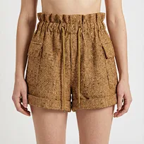 Short texturé à cordon de serrage pour femmes
