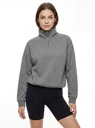 Sweat-shirt en polaire à demi-zip pour femmes
