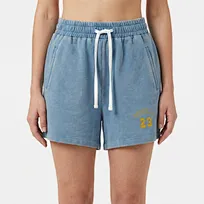 Shorts deportivos de felpa francesa lavados con nieve para mujer