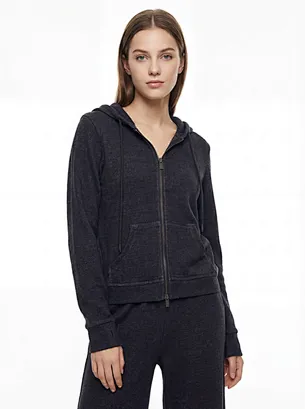 Sudadera con capucha y cremallera Hacci Interlock para mujer