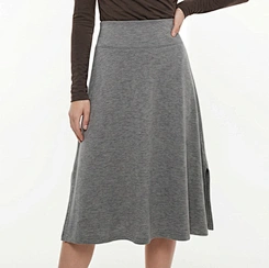 Women's High-Waist A-Line Midi Pique Scuba Knit Skirt