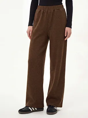 Pantalon de survêtement femme de coloris marron mélangé Hacci Interlock à jambe droite