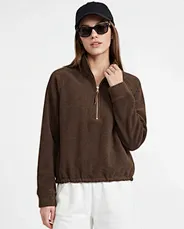 Women's Half-Zip Wool-Blend Fleece Pullover