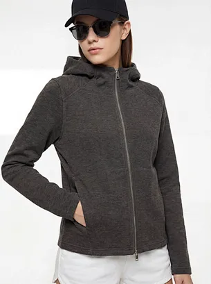 Women‘s Acrylic Fleece Hooded Zip-Up Jacket