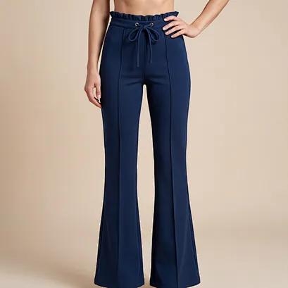 Pantalon évasé taille haute Sand Washed Scuba Femme