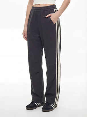 Pantalon de survêtement en tricot polaire double épaisseur pour femme avec bandes latérales