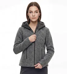 Women's double-knit wool like Fleece beanie jacket