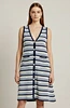 Vestido de punto acampanado a rayas para mujer