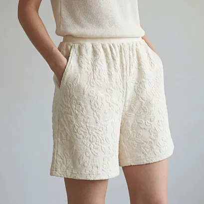 Short en maille Jacquard Relax Fit pour Femme