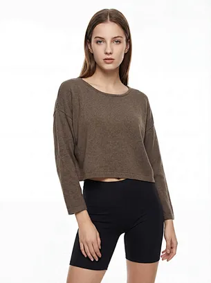 Women's Oversized Raw edge Brushed Fleece Pullover Sweatshirt