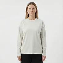 Camiseta de Mujer de Algodón de Manga Larga con Detalle de Botones Laterales