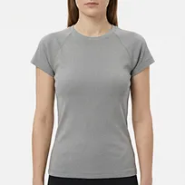 T-shirt côtelé à manches courtes coupe slim pour femme
