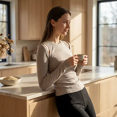 Haut femme coupe slim à manches longues et épaules découpées