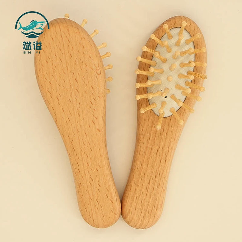 Natural wooden bamboo hair brush and comb