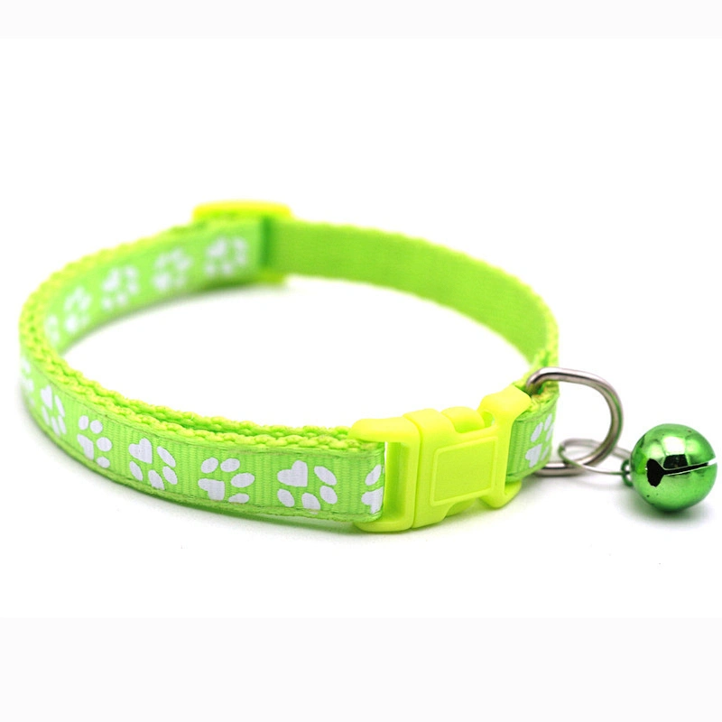 Popular Decorative Best Selling Cute Paw Print style with Small Bell Adjustable  Safety  Health Buckle Snug Pet Collars