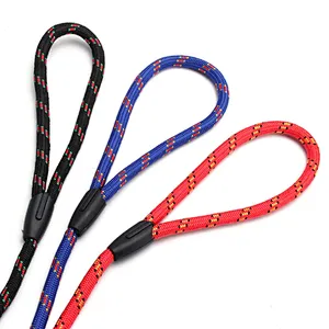 Eco Friendly walk dog rope, Black Color Braided Metal D ring Durability Dog Training Leash