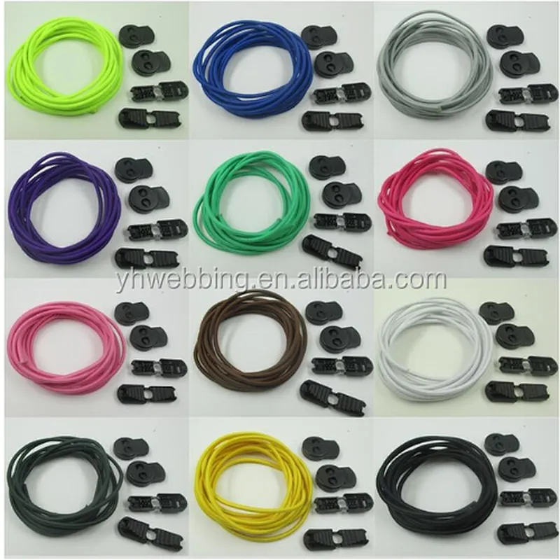 YH14 Locking Safety Elastic Shoelace No Tie Lazy Reflective Color Elastic Shoe Lace Round Elastic Rope Avoid Lazy Children