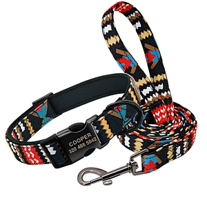 High Quality Wholesale Custom Cheap Durable Printed Dog Collar And Leash Set, Fashion Dog Leash