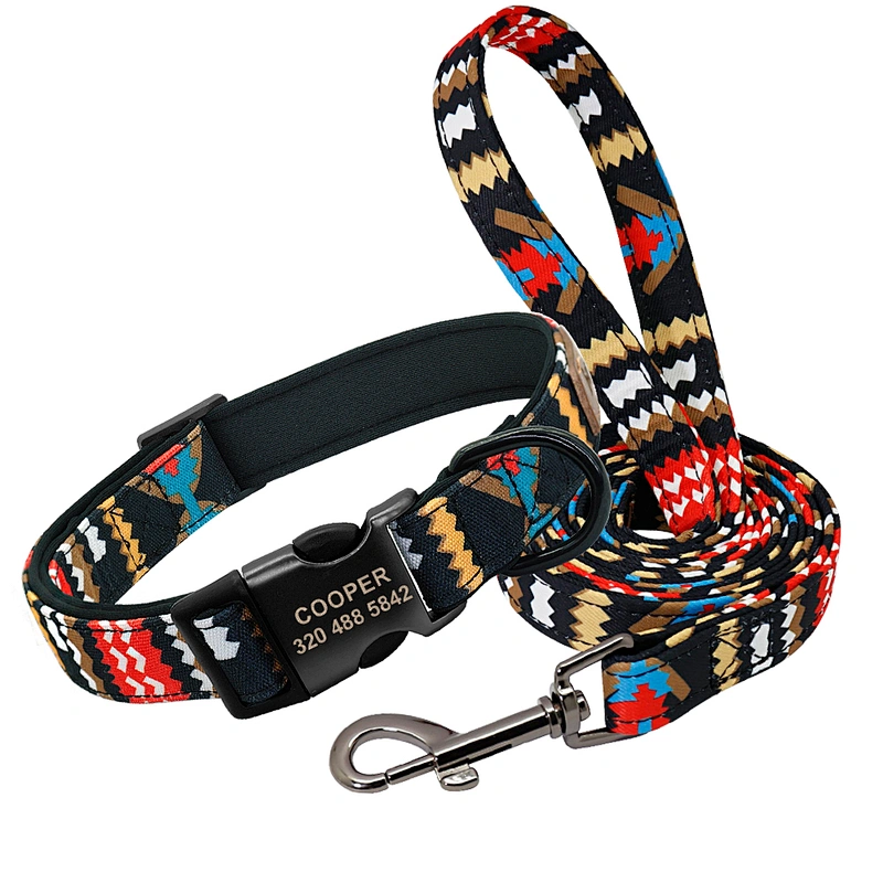 High Quality Wholesale Custom Cheap Durable Printed Dog Collar And Leash Set, Fashion Dog Leash
