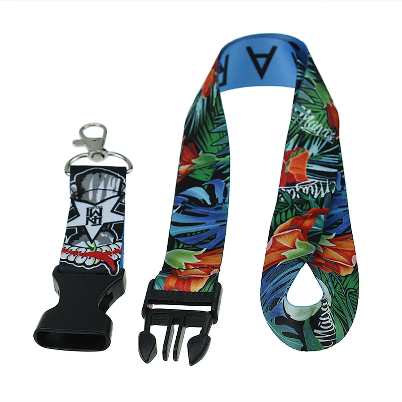 Top Selling Custom Logo Heat Transfer Printing Safty Clip 100% Polyester Lanyard
