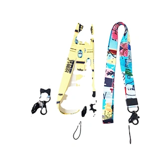 100% Polyester Custom White Keychain Sublimation Wrist Necklace With Card Case Id Holder Neck Lanyard