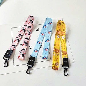 High Quality Hot Pink Promotional With Logo Custom Badge Reel Two Clip Oem Dye Sublimation Mobile Phone Car Keys Short Lanyard