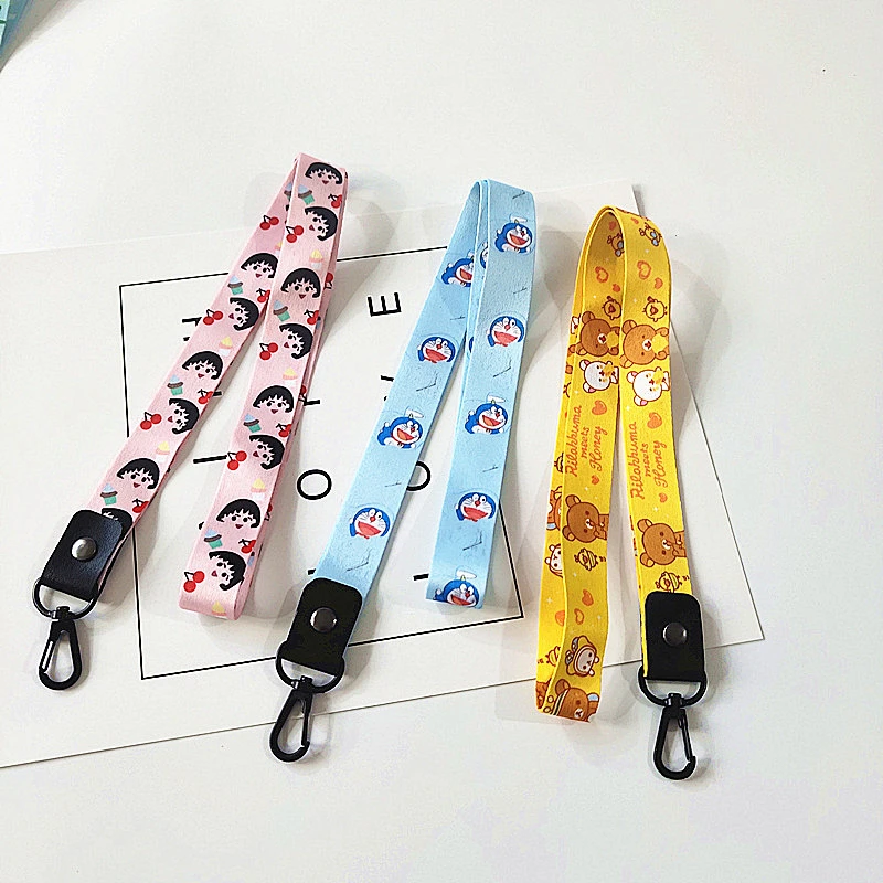 High Quality Hot Pink Promotional With Logo Custom Badge Reel Two Clip Oem Dye Sublimation Mobile Phone Car Keys Short Lanyard