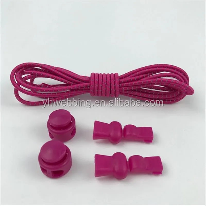 YH14 Locking Safety Elastic Shoelace No Tie Lazy Reflective Color Elastic Shoe Lace Round Elastic Rope Avoid Lazy Children
