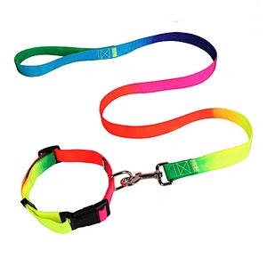 Bright Rain bow Colors Super Soft and Smooth Edge Chest Size Adjustable Pets Dog Rope Leash Harness Set