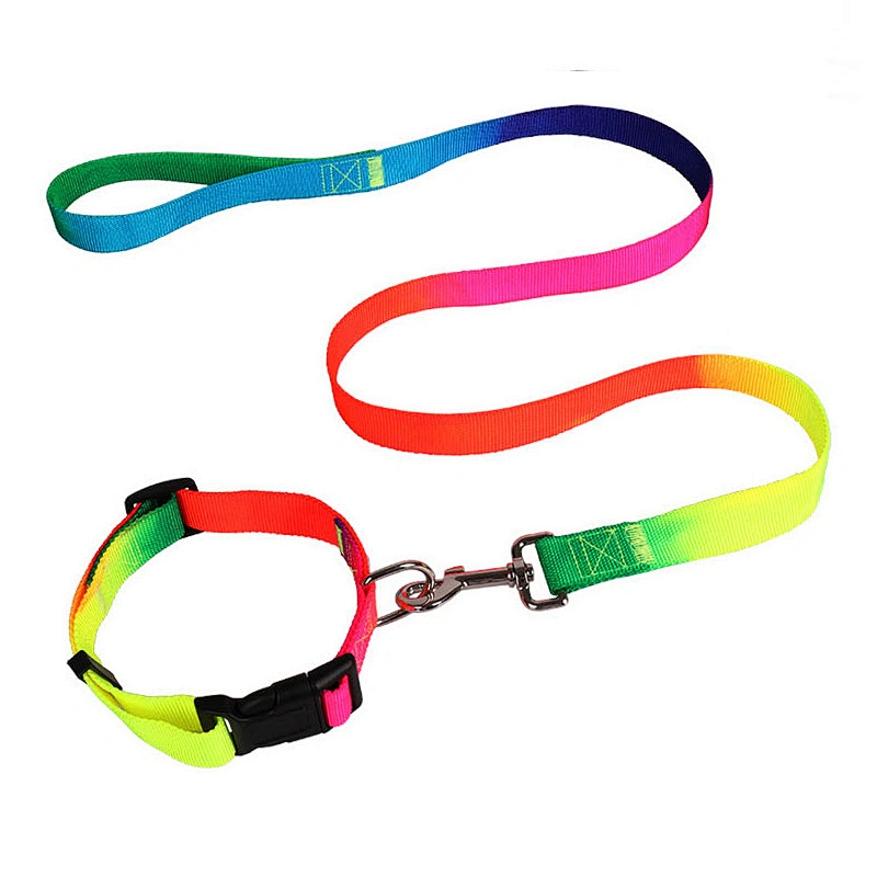 Bright Rain bow Colors Super Soft and Smooth Edge Chest Size Adjustable Pets Dog Rope Leash Harness Set