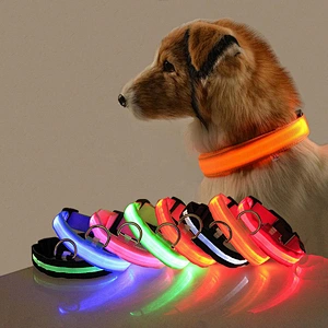 Fast Dispatch USB Cable Rechargeable Glow Flashing Light Pet Collar Adjustable Led Dog Collar