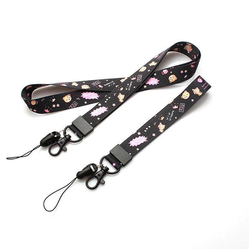Customize Colored Fancy Breakaway Clip Oval Fashionable  Kid Mobile Whistle  Paracord With Logo Nylon Silk Printing Lanyard//