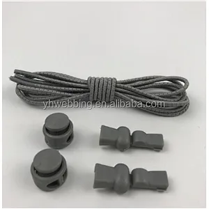YH14 Locking Safety Elastic Shoelace No Tie Lazy Reflective Color Elastic Shoe Lace Round Elastic Rope Avoid Lazy Children