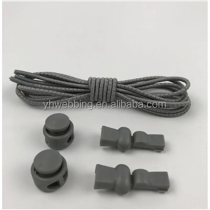 YH14 Locking Safety Elastic Shoelace No Tie Lazy Reflective Color Elastic Shoe Lace Round Elastic Rope Avoid Lazy Children