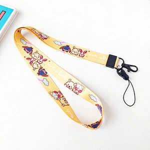 Wholesale Lanyards  For Cell Phone With Ring With Pom Metal Hook Plastic Card Holder Neck Hanger Lanyard