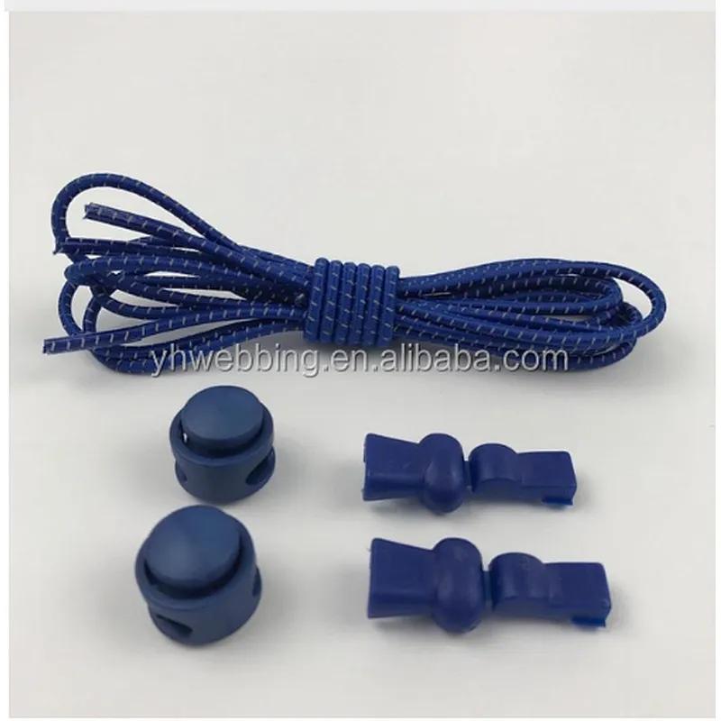 YH14 Locking Safety Elastic Shoelace No Tie Lazy Reflective Color Elastic Shoe Lace Round Elastic Rope Avoid Lazy Children