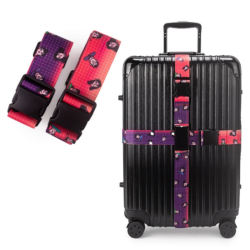 Custom Logo Hands Free Luggage Straps Tsa Approved 96 Nylon Silk Screen Printing Heavy Duty Luggage Straps