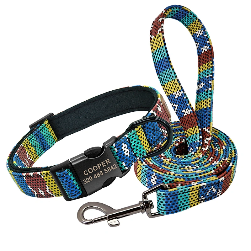High Quality Wholesale Custom Cheap Durable Printed Dog Collar And Leash Set, Fashion Dog Leash