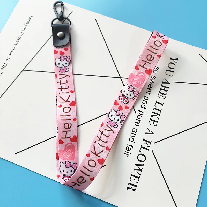 High Quality Hot Pink Promotional With Logo Custom Badge Reel Two Clip Oem Dye Sublimation Mobile Phone Car Keys Short Lanyard