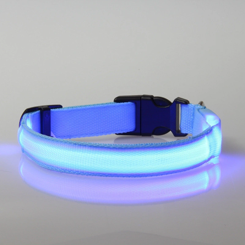 Adjustable Polyester Glow In Night Pet Dog Cat Puppy Safe Luminous Flashing Necklace Pet Supplies LED Lights Dog Pets Collars